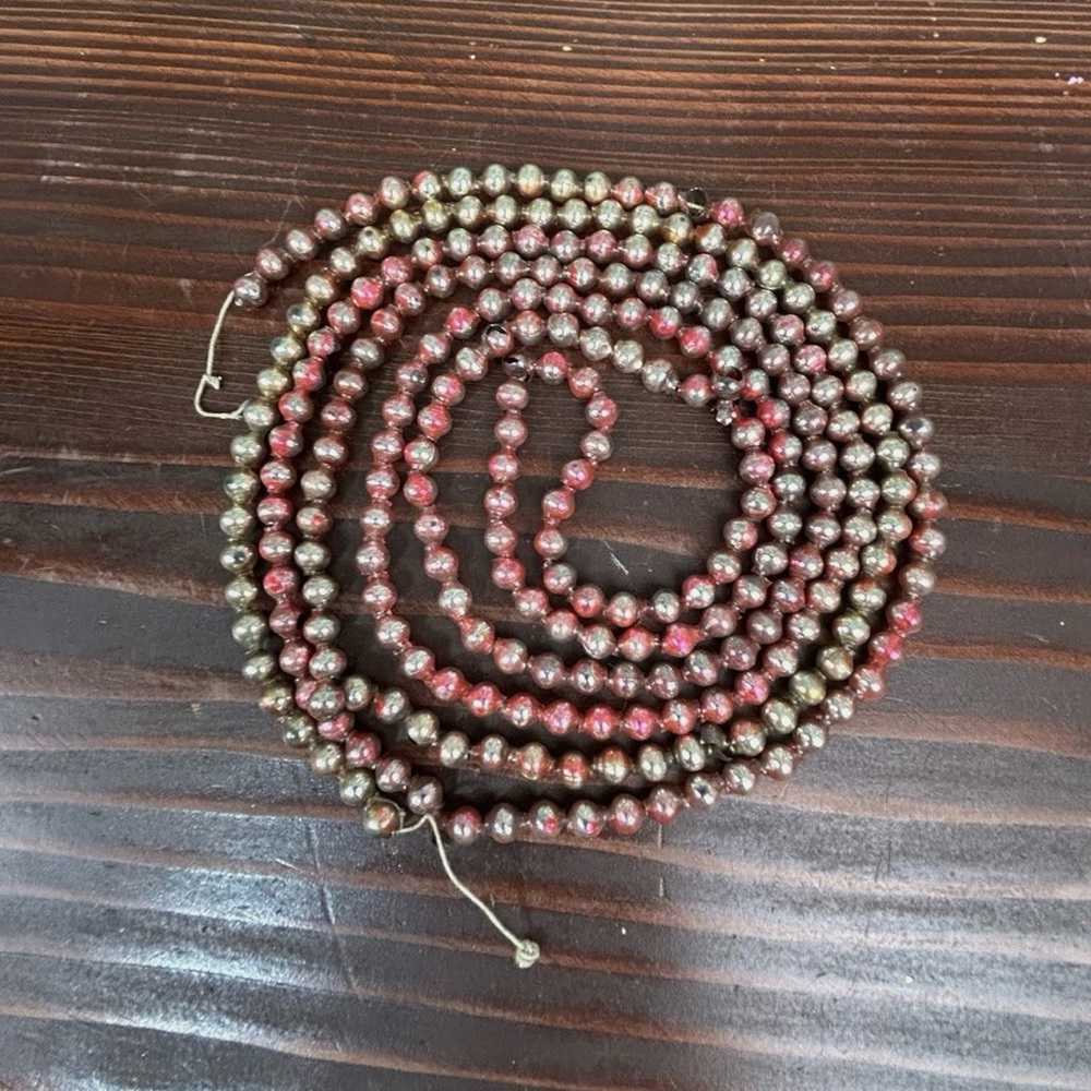 Vintage pink and silver Mercury glass bead Christmas garland